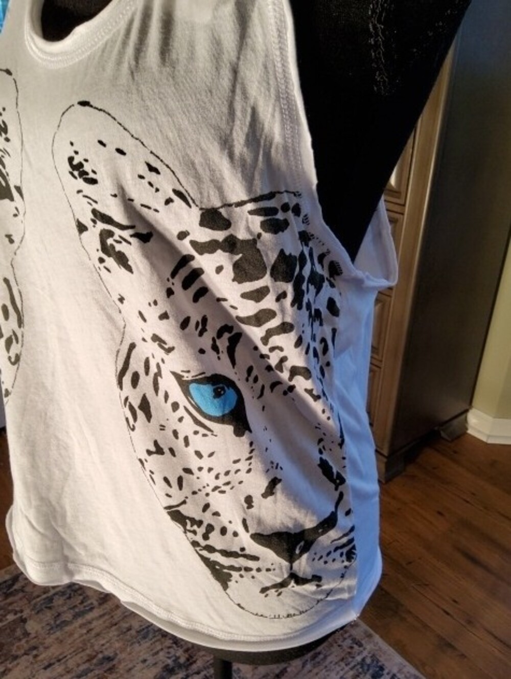 Chaser Racerback Tank Leopard Graphic Raw Edges NIP Medium